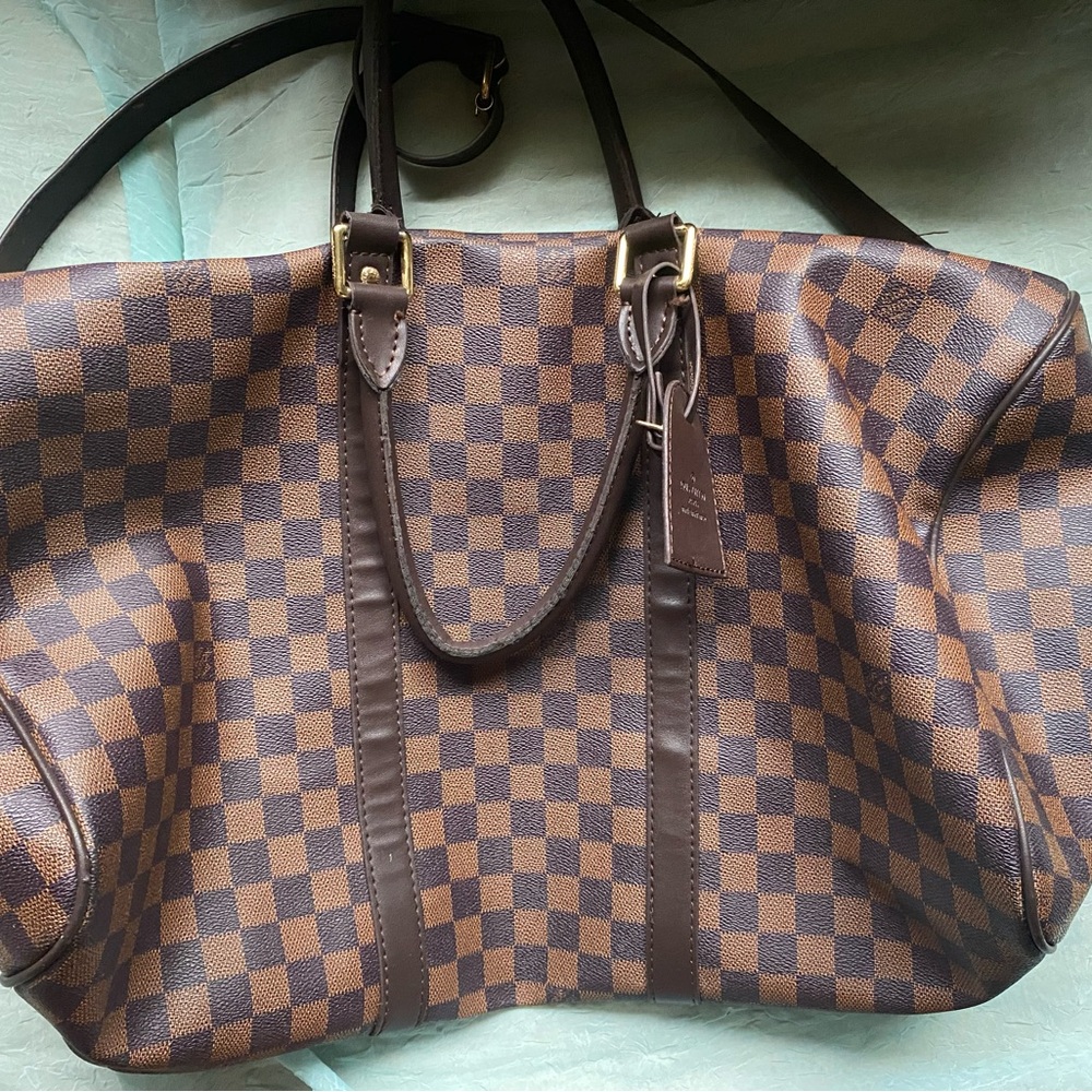 Louis Vuitton Brown and Black Checkered Luggage Bag